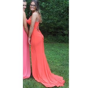 Worn once coral prom dress!! Like new!!!